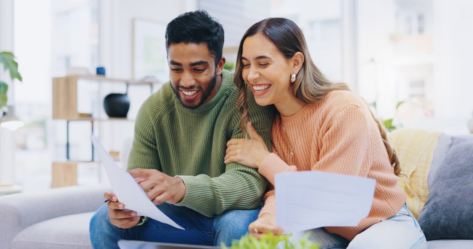A couple reviewing their rental application together